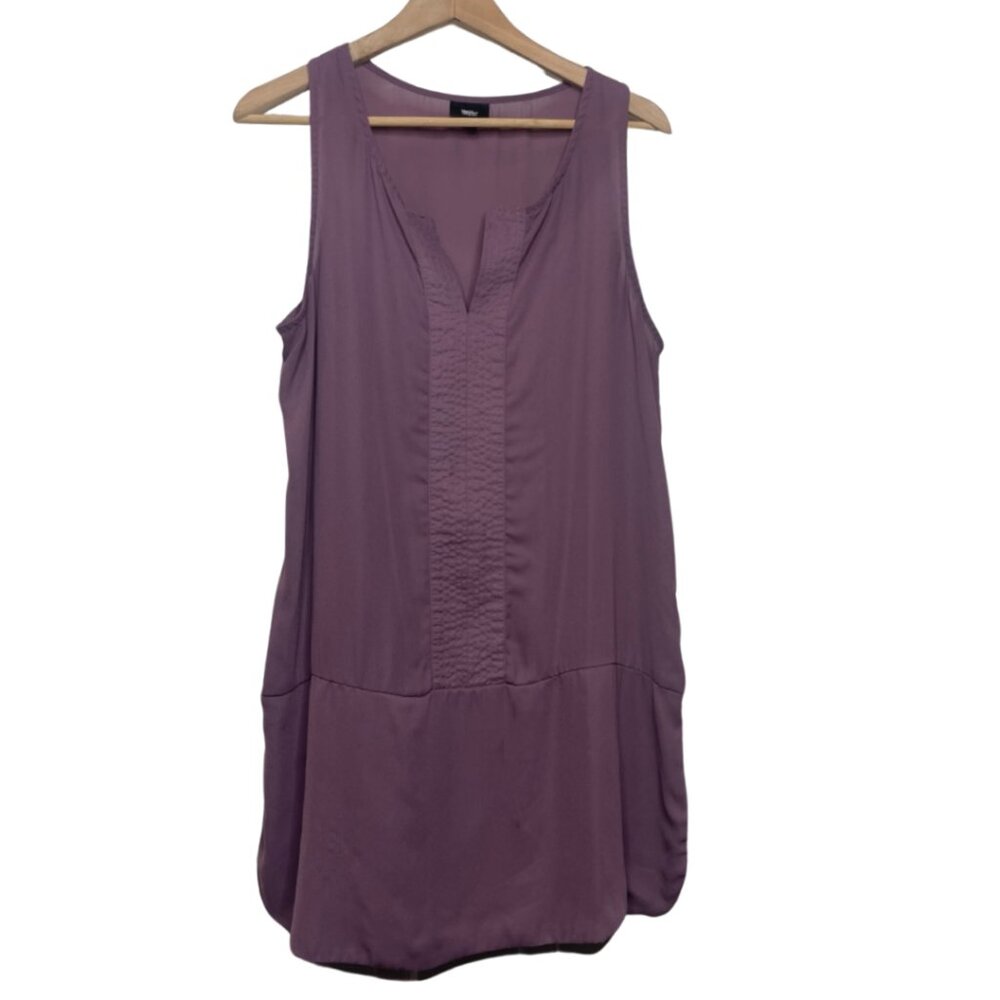 MOSSIMO | Mauve Drop Waist Split Hem Embroidered Neck Sleeveless Dress | Size L